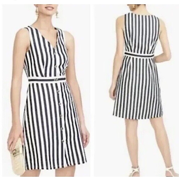 J. Crew Linen Blend Button Front Dress Nautical Old Money Country Club Size‎ 0 - Picture 1 of 11